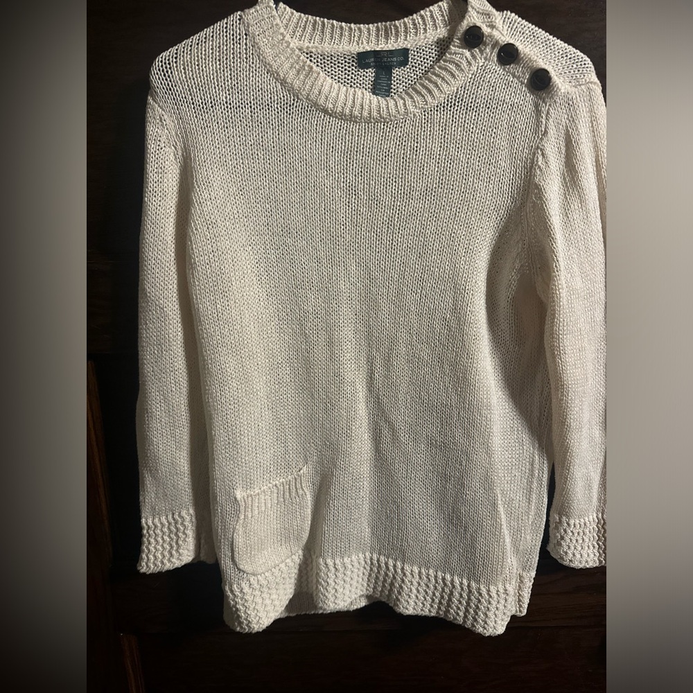 Ralph Lauren Cream Sweater with Button Accents